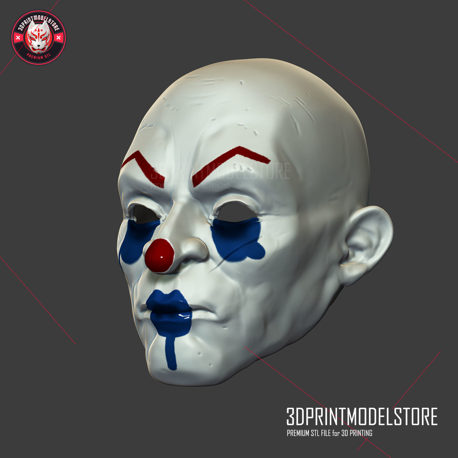 Joker Henchmen Dark Knight Clown Mask - Cosplay Halloween 3D print model_2