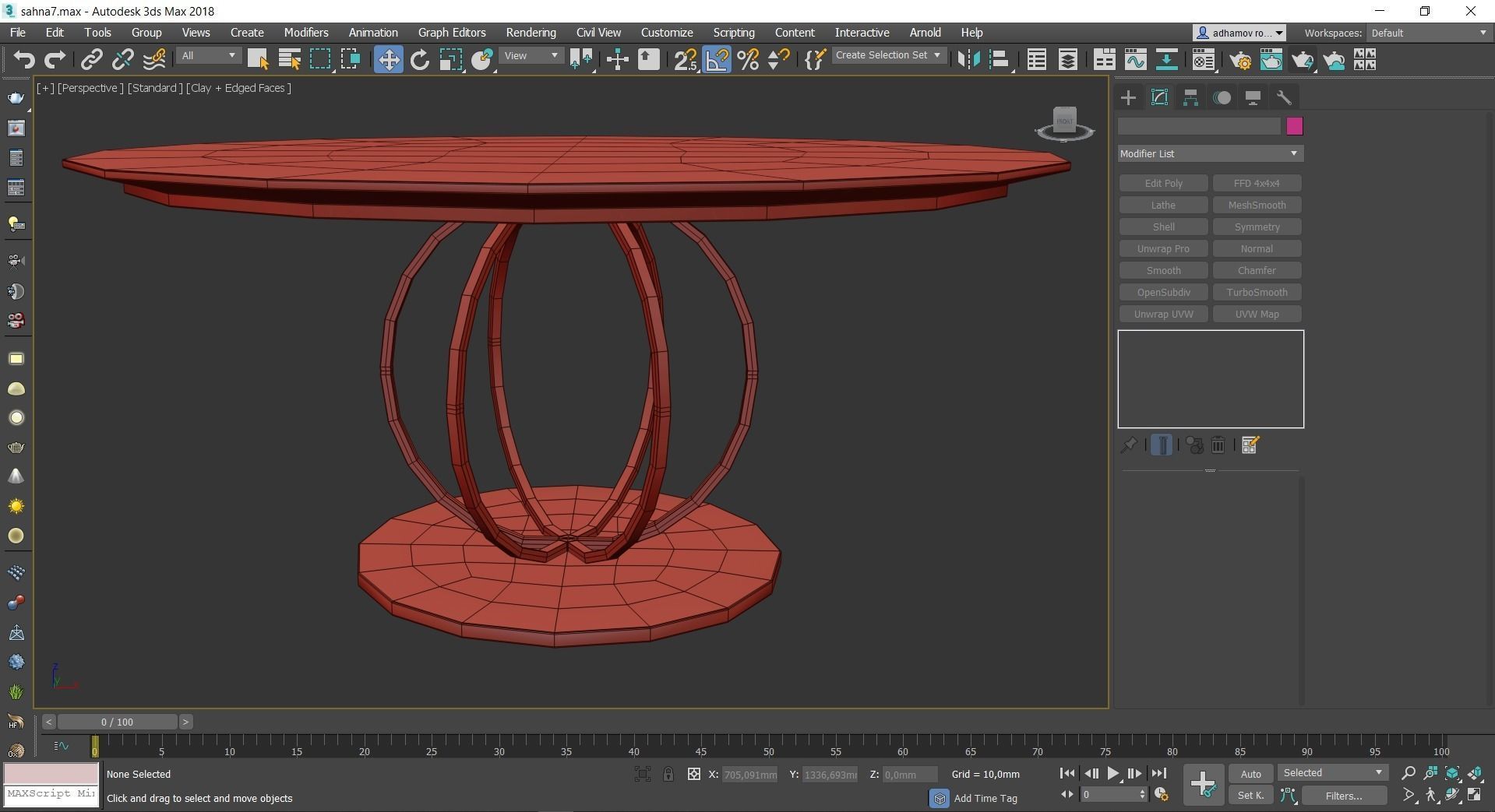 furniture Coffee table side metal gold table set Low-poly 3D model_3