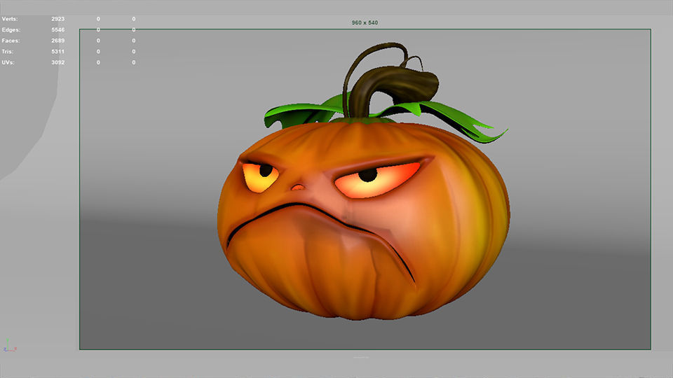 Halloween Pumpkin Low-poly 3D model_10