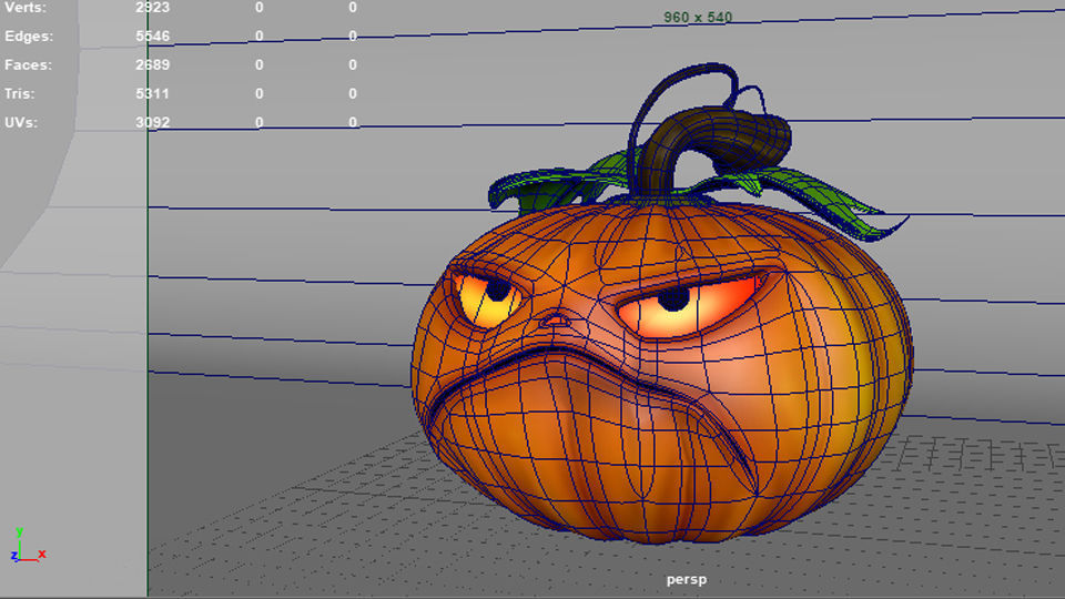 Halloween Pumpkin Low-poly 3D model_11