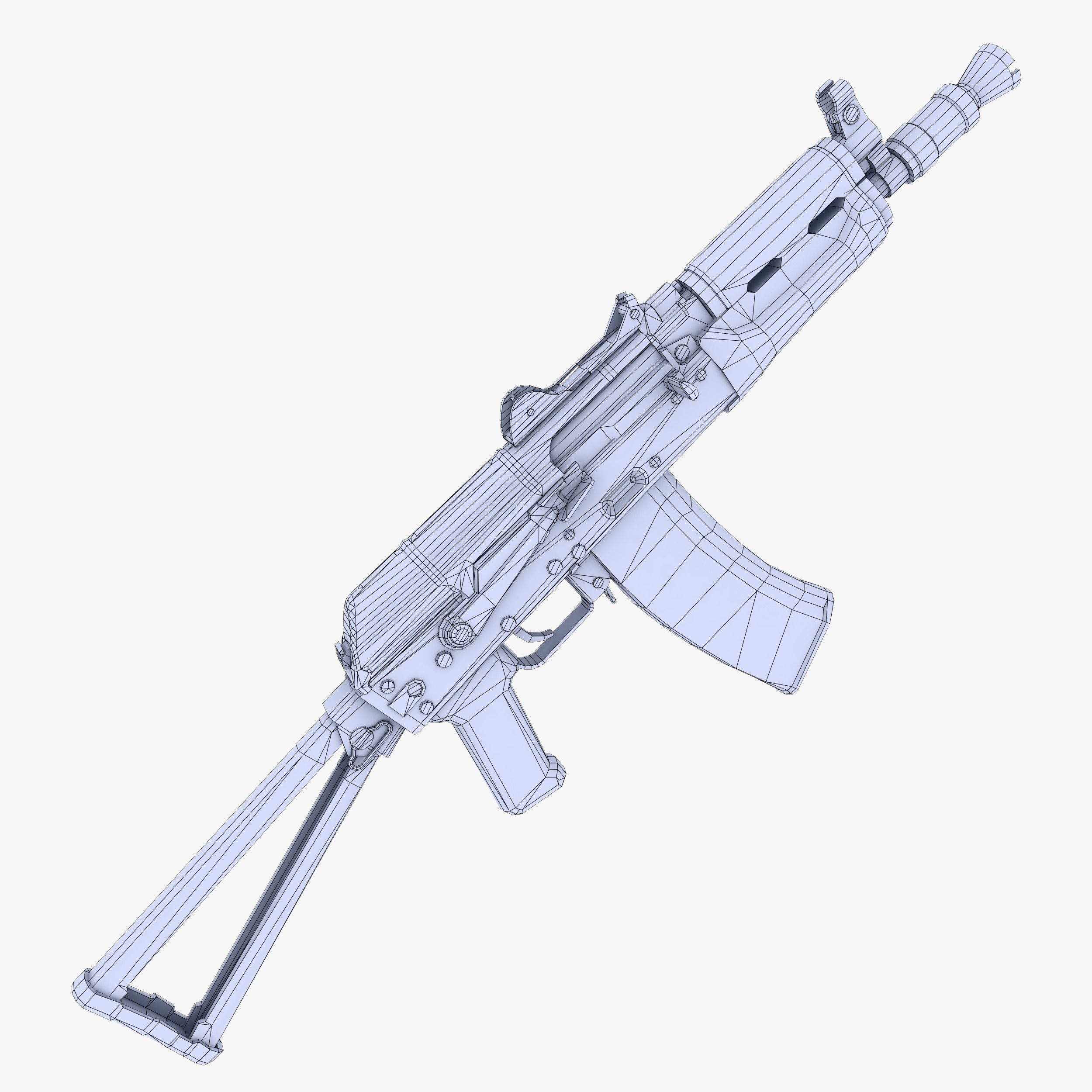 AKS-74U Submachine Gun Low-poly 3D model_4