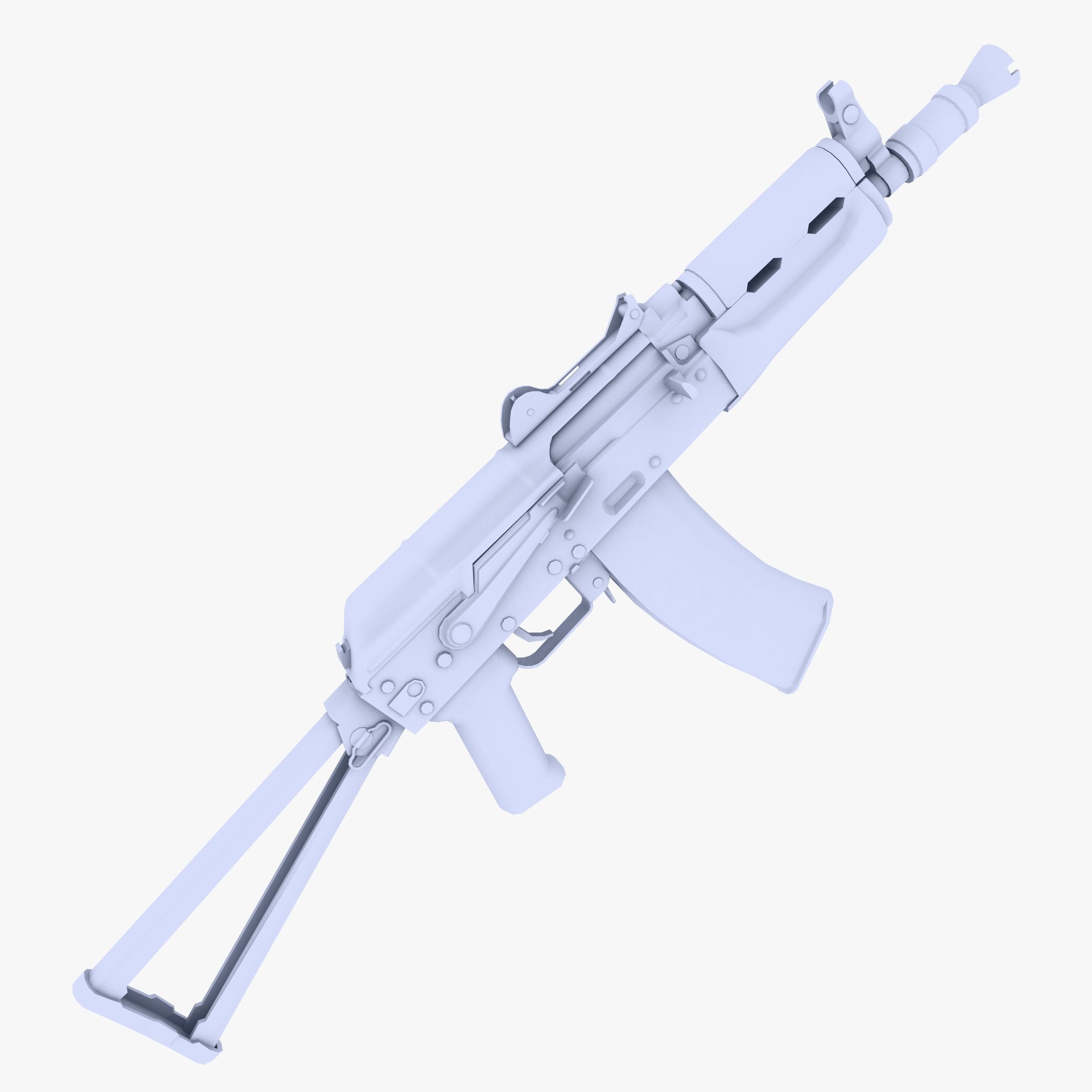 AKS-74U Submachine Gun Low-poly 3D model_0