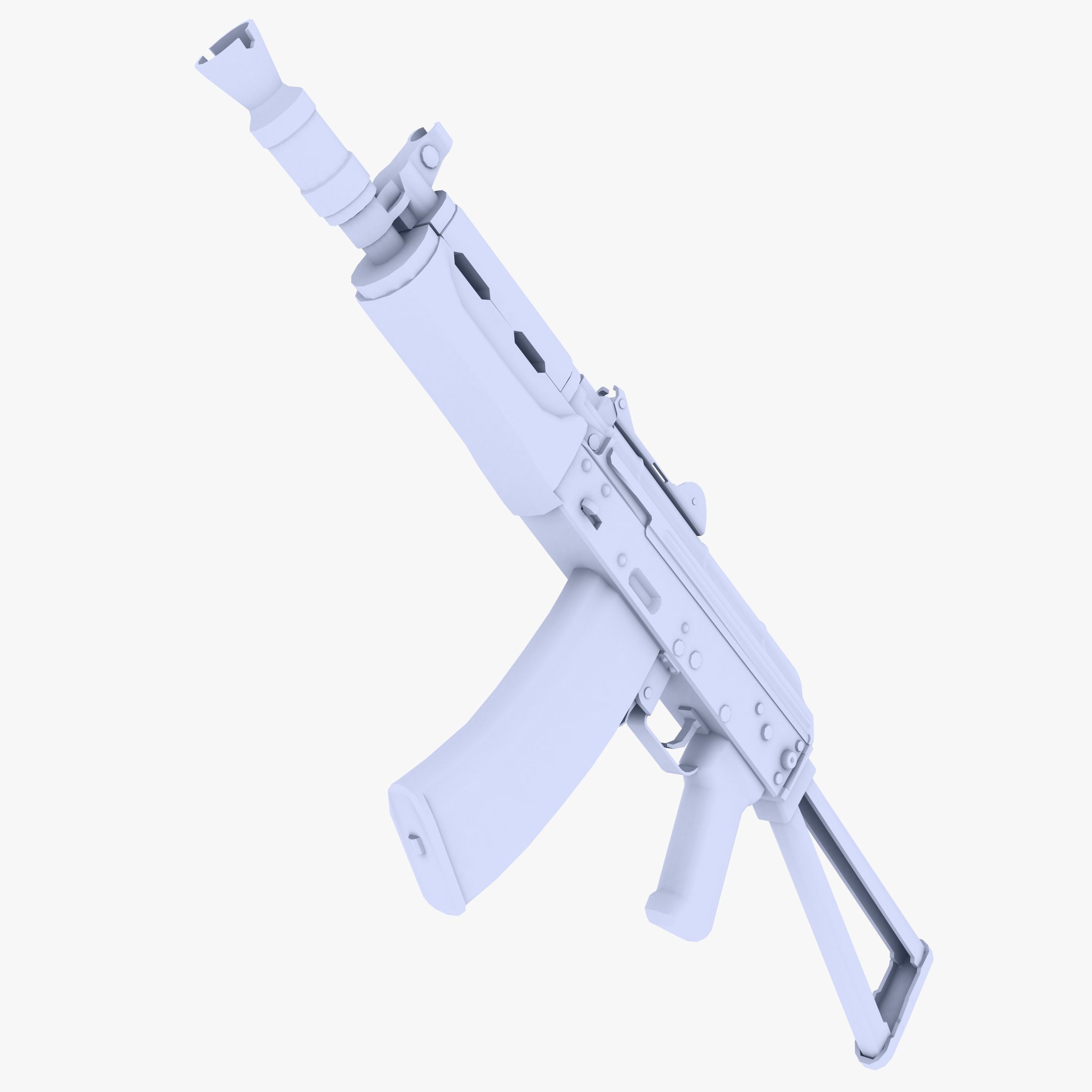 AKS-74U Submachine Gun Low-poly 3D model_2