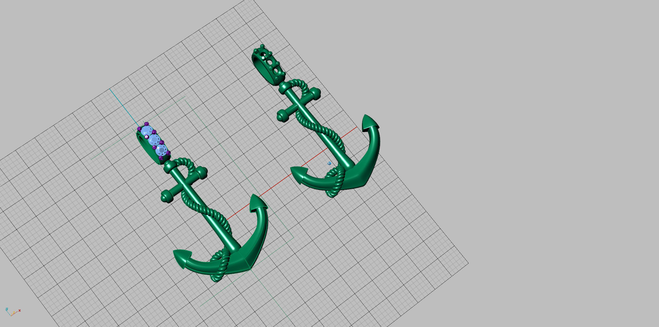 Anchor with stones cad design for 3d print  and casting 3D print model_3