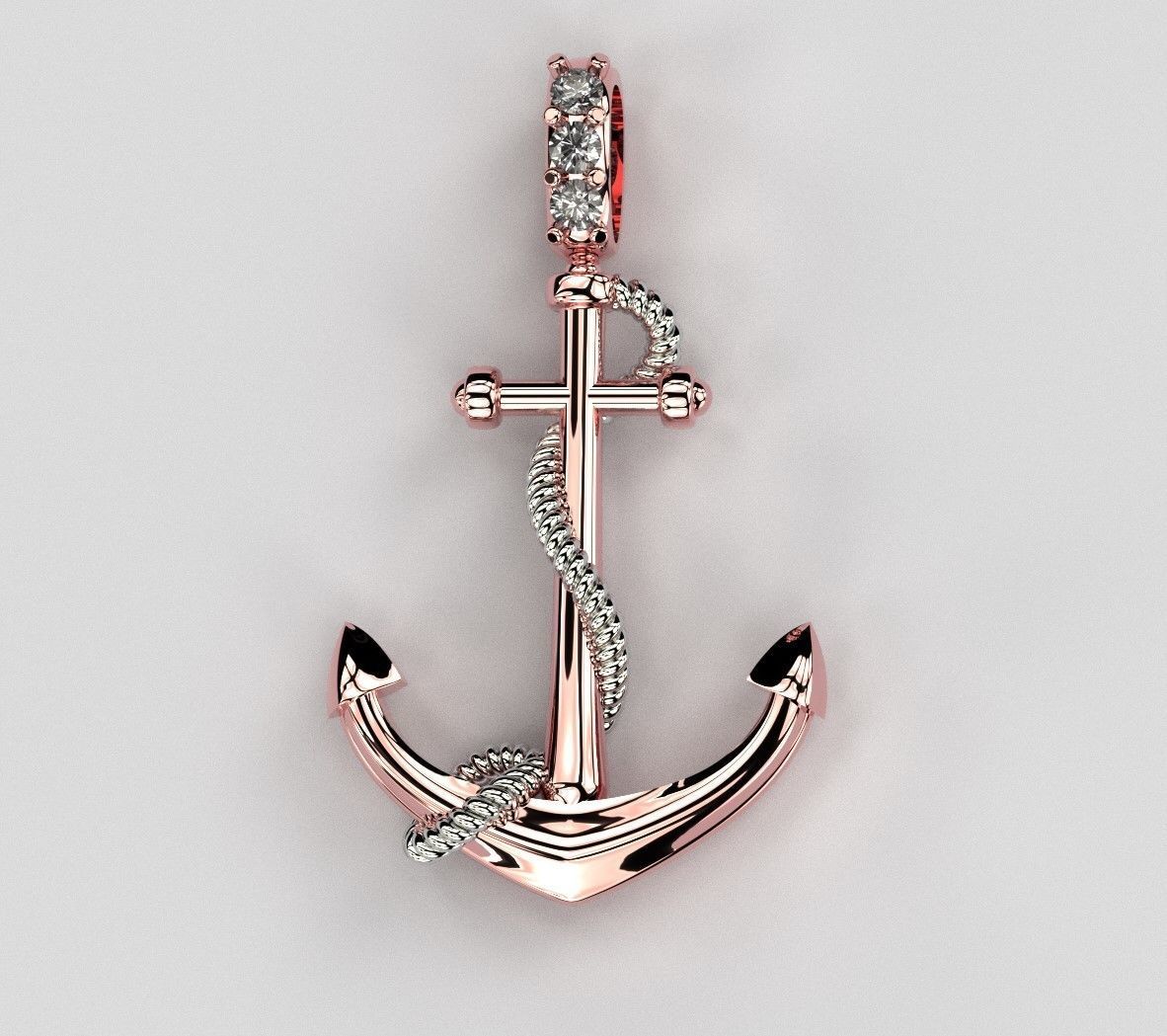 Anchor with stones cad design for 3d print  and casting 3D print model_1