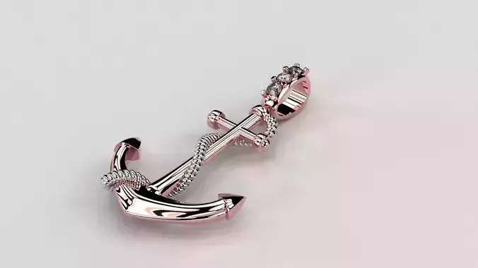 Anchor with stones cad design for 3d print  and casting