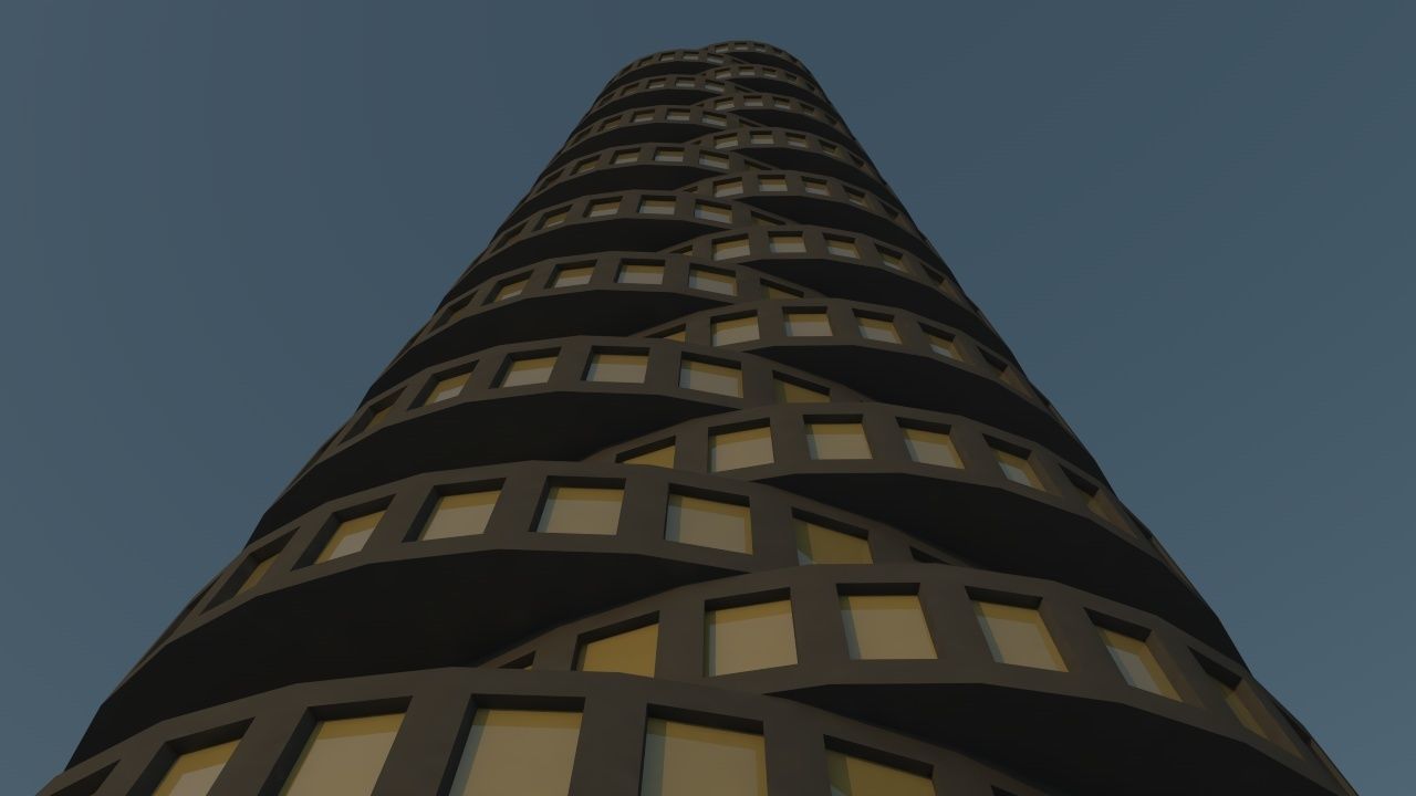 Skyscrapers three tall buildings in city 3D model_6