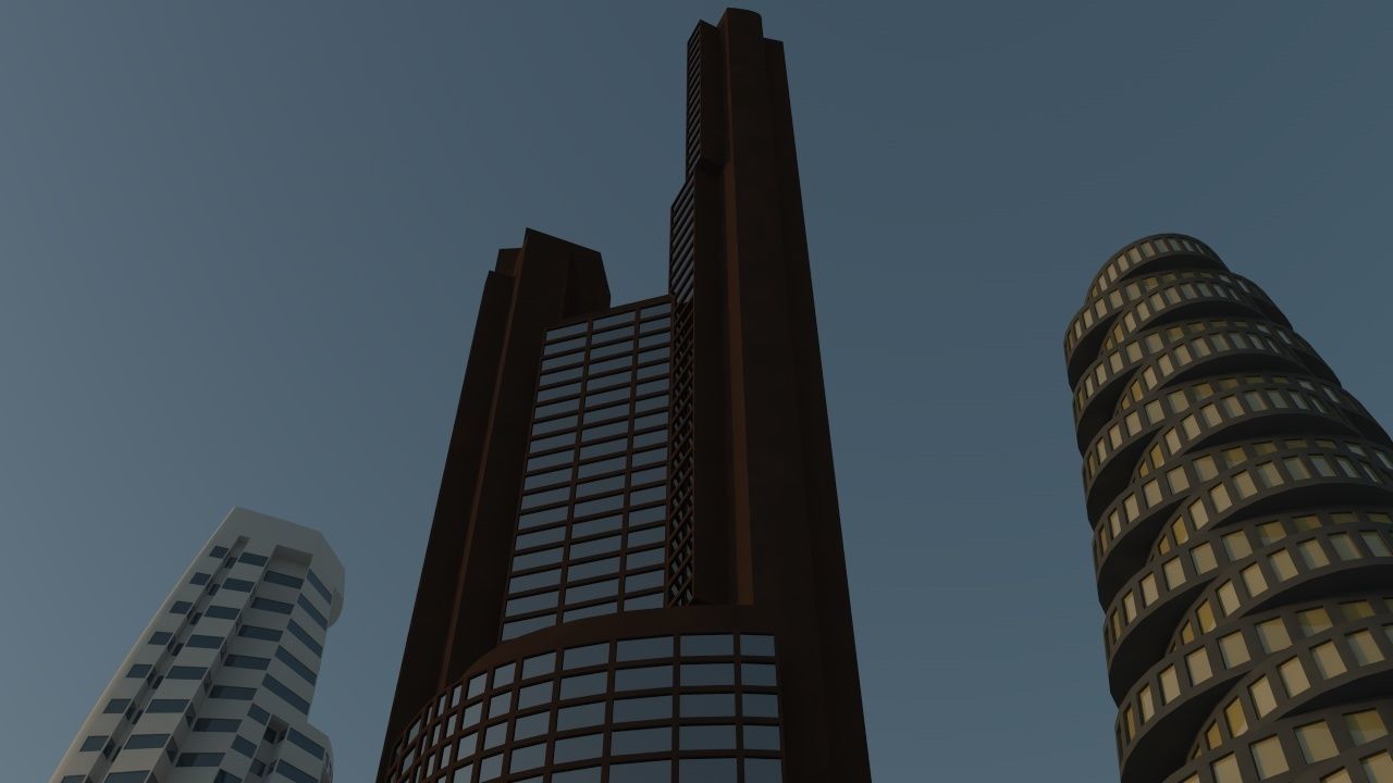 Skyscrapers three tall buildings in city 3D model_3