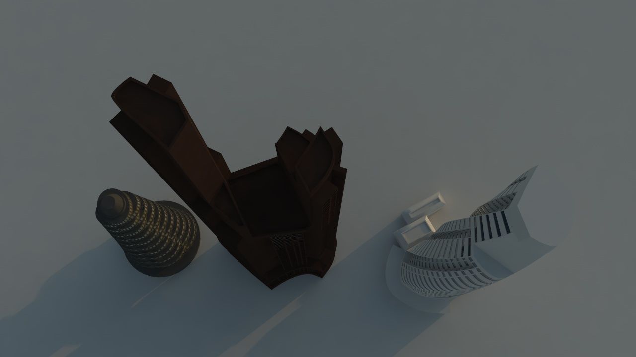 Skyscrapers three tall buildings in city 3D model_2