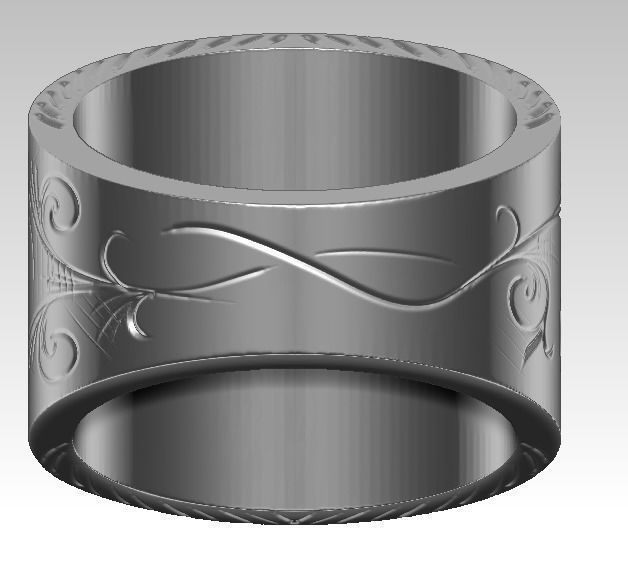 F letter symbol logo carved pattern flower ring 3D print model_3