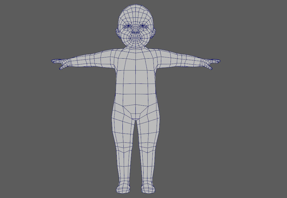 Baby for game Low-poly 3D model_3