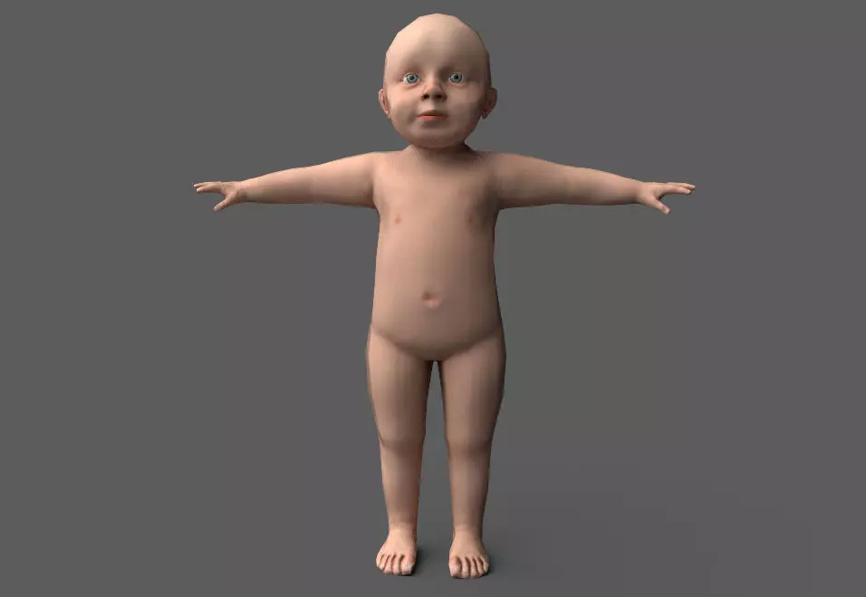 Baby for game Low-poly 3D model_0