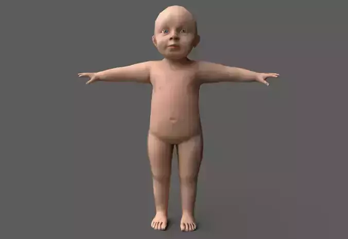 Baby for game Low-poly 3D model