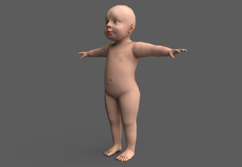 Baby for game Low-poly 3D model_1