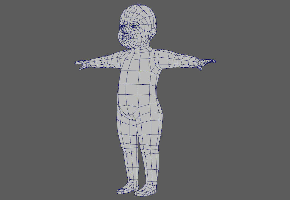 Baby for game Low-poly 3D model_4