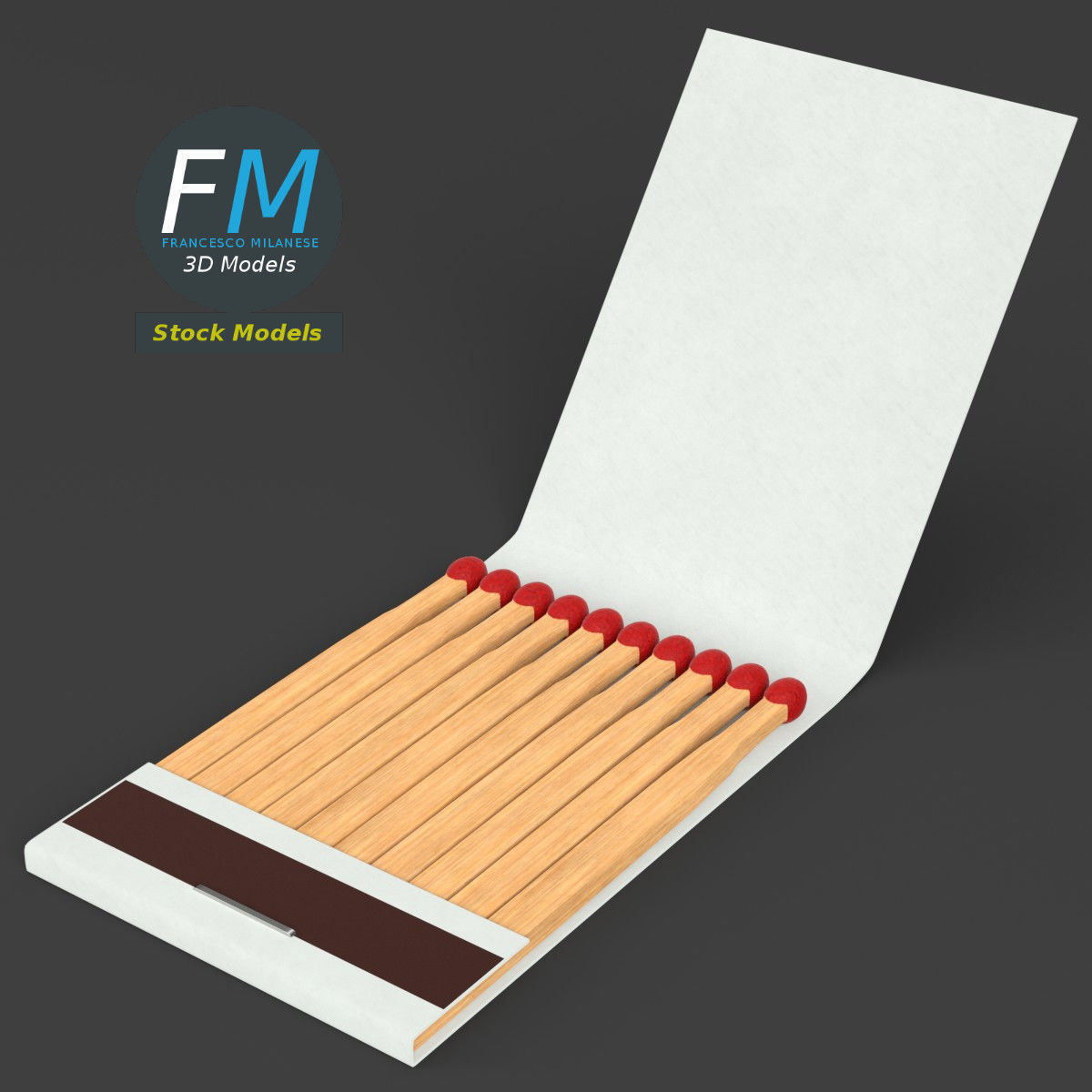 Book of matches 3D model_2