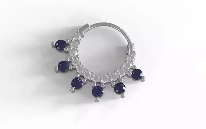 piersing sapphire and diamond hoop earring