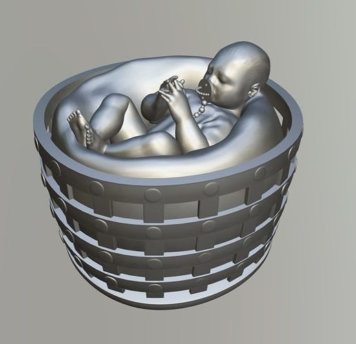 Baby in the basket 3D print model