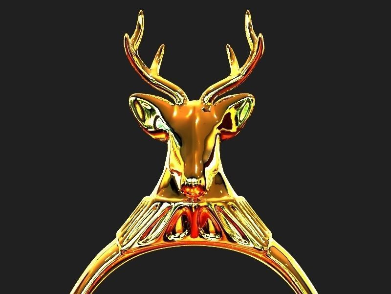 DEER HEAD RING 3D print model_3