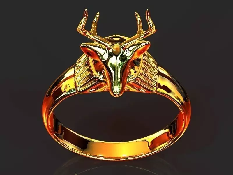 DEER HEAD RING 3D print model_0