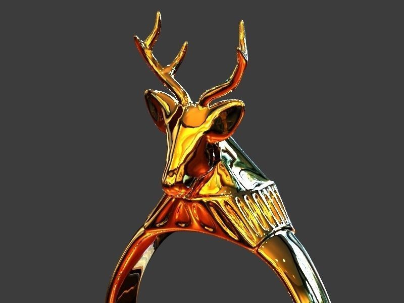 DEER HEAD RING 3D print model_1