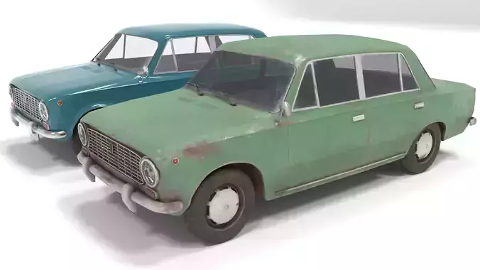 80s Russian Car Low poly Low-poly 3D model