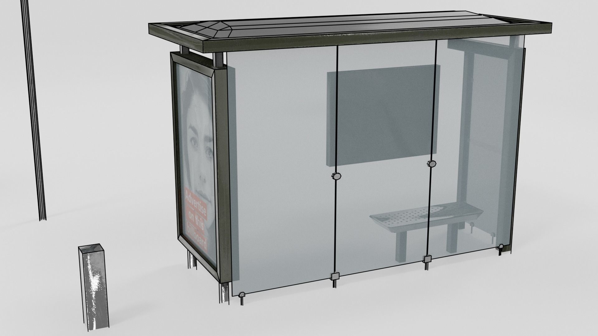  Bus stop Low-poly 3D model_5