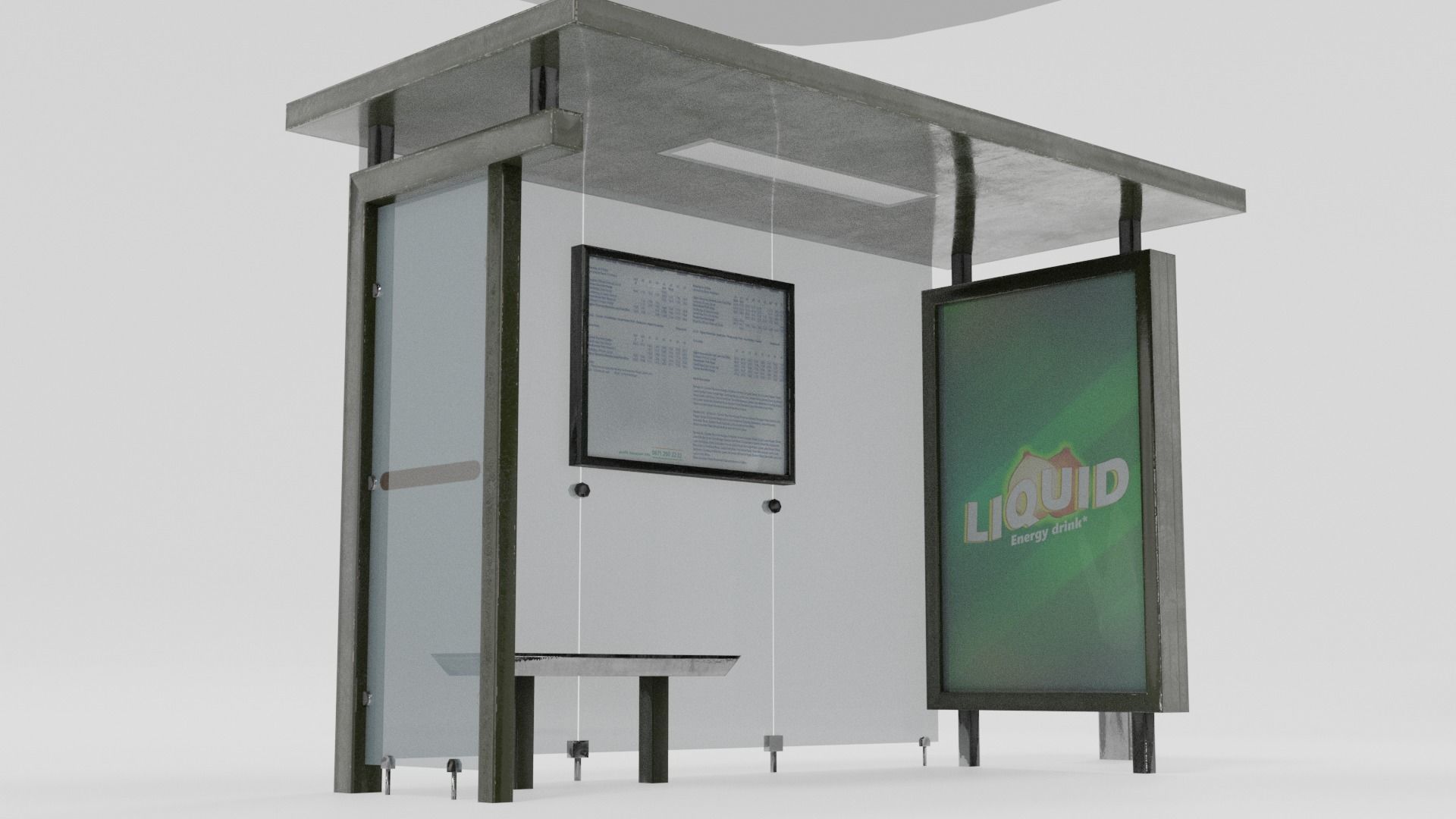  Bus stop Low-poly 3D model_2