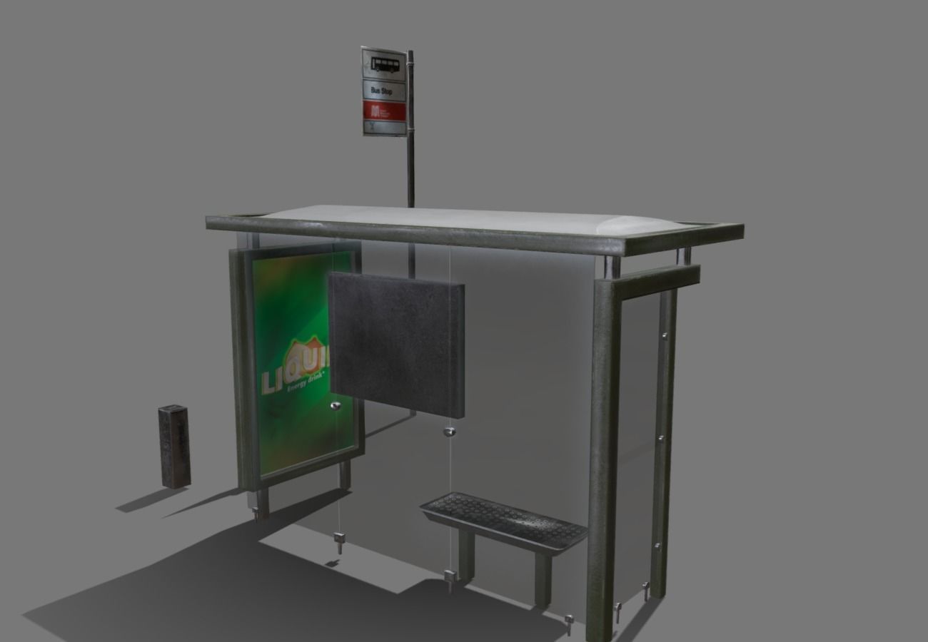  Bus stop Low-poly 3D model_8