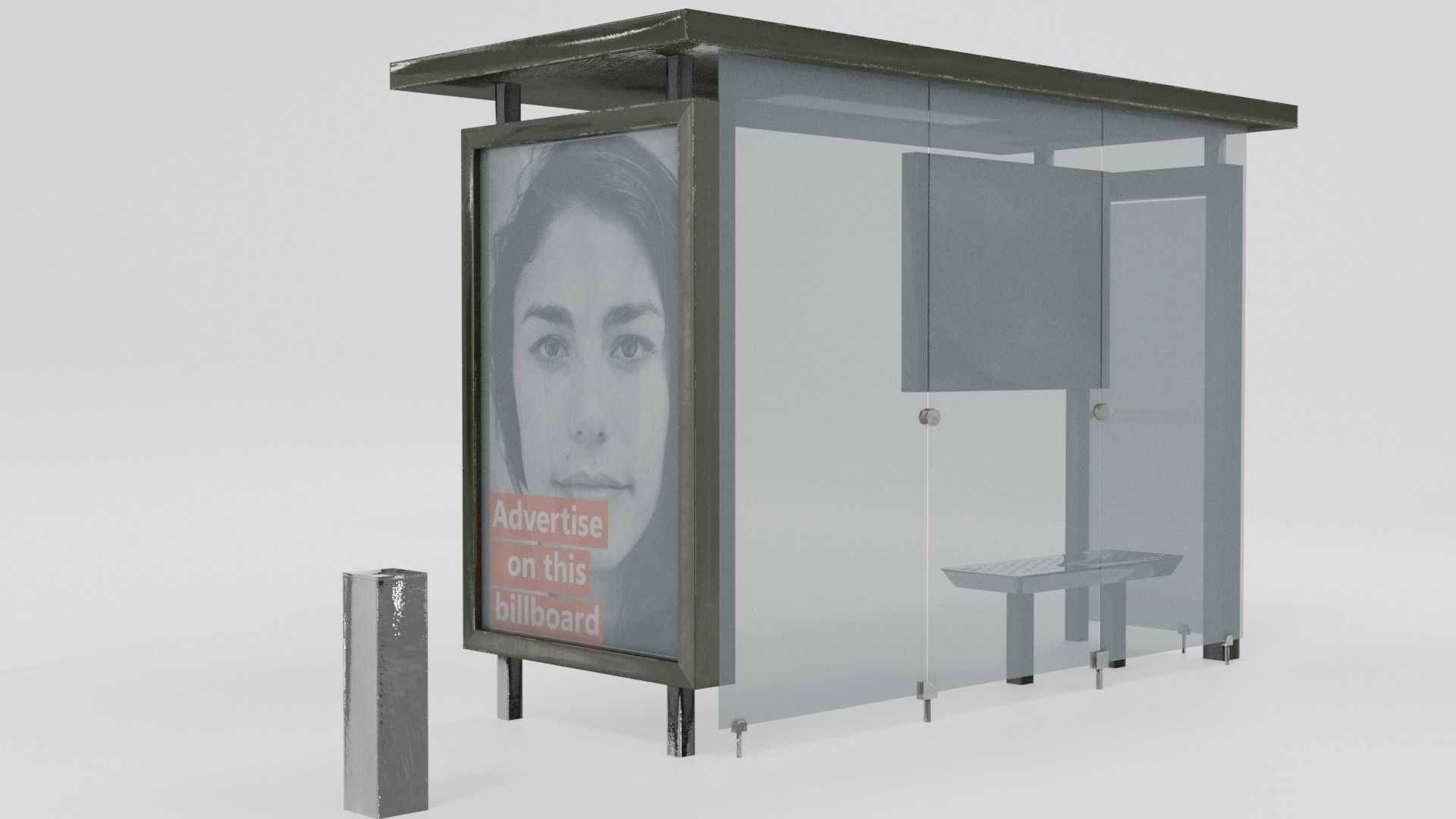  Bus stop Low-poly 3D model_3