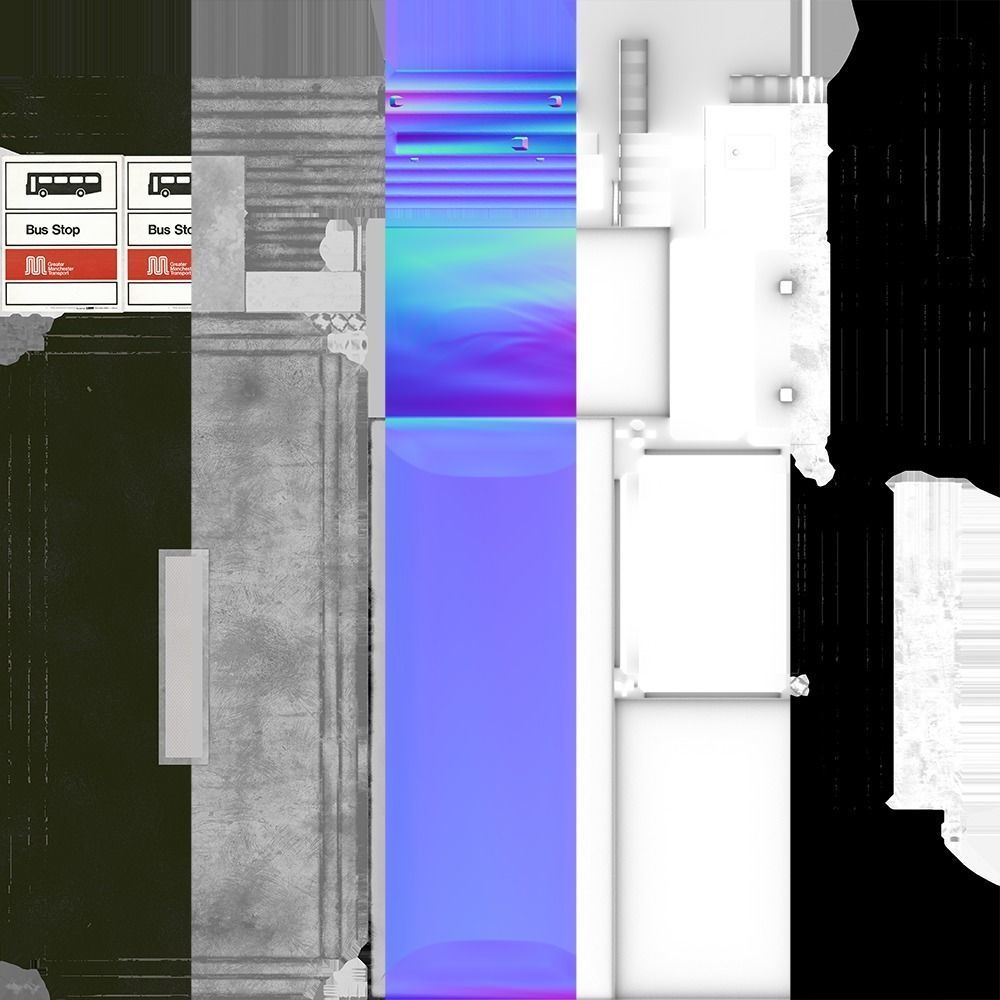  Bus stop Low-poly 3D model_10