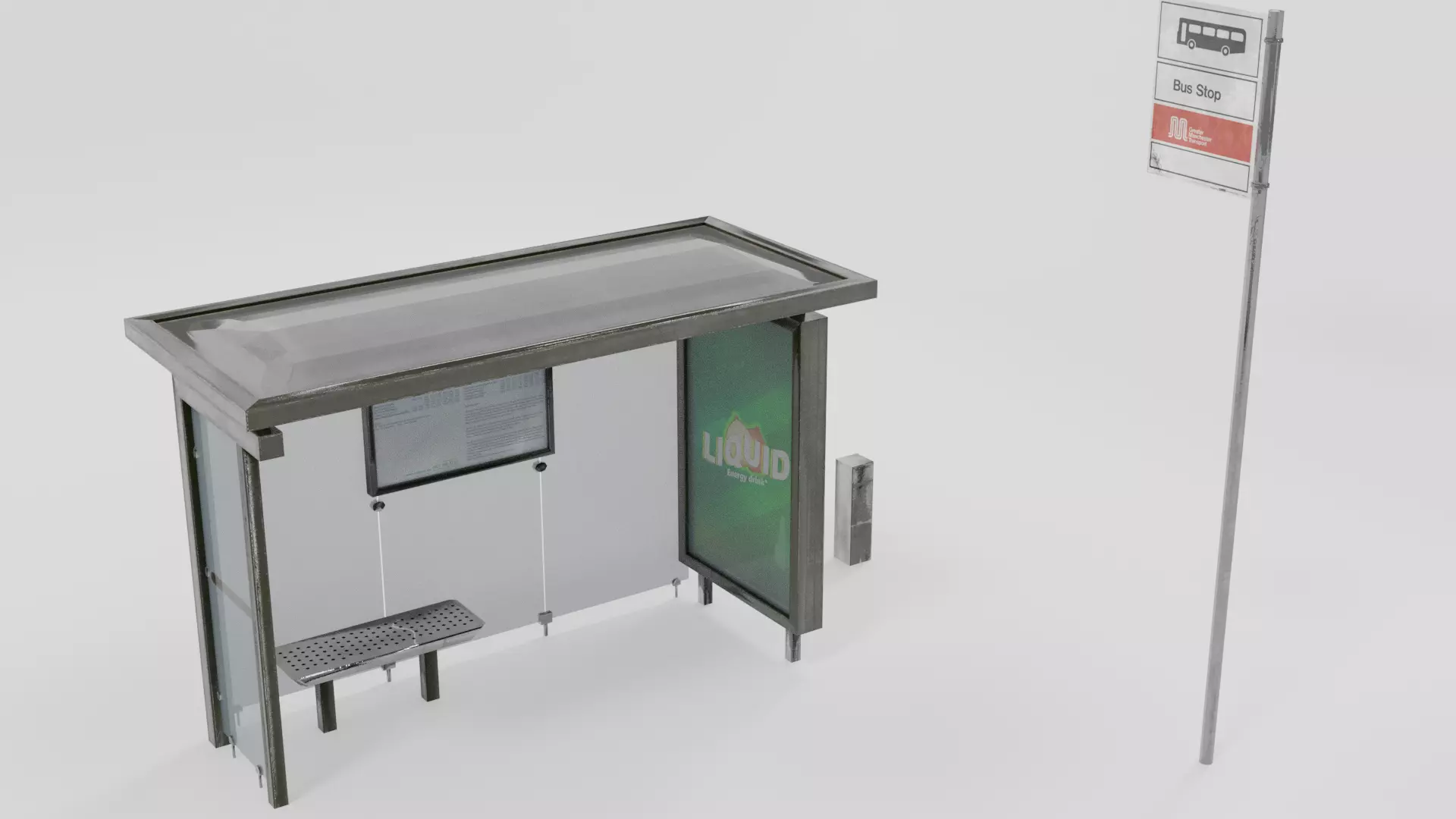  Bus stop Low-poly 3D model_0