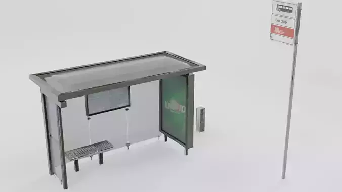  Bus stop Low-poly 3D model