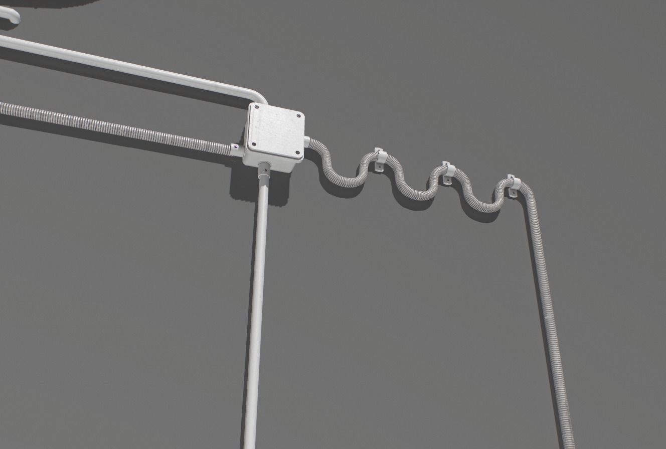 Electric wall wires set  Low-poly 3D model_9