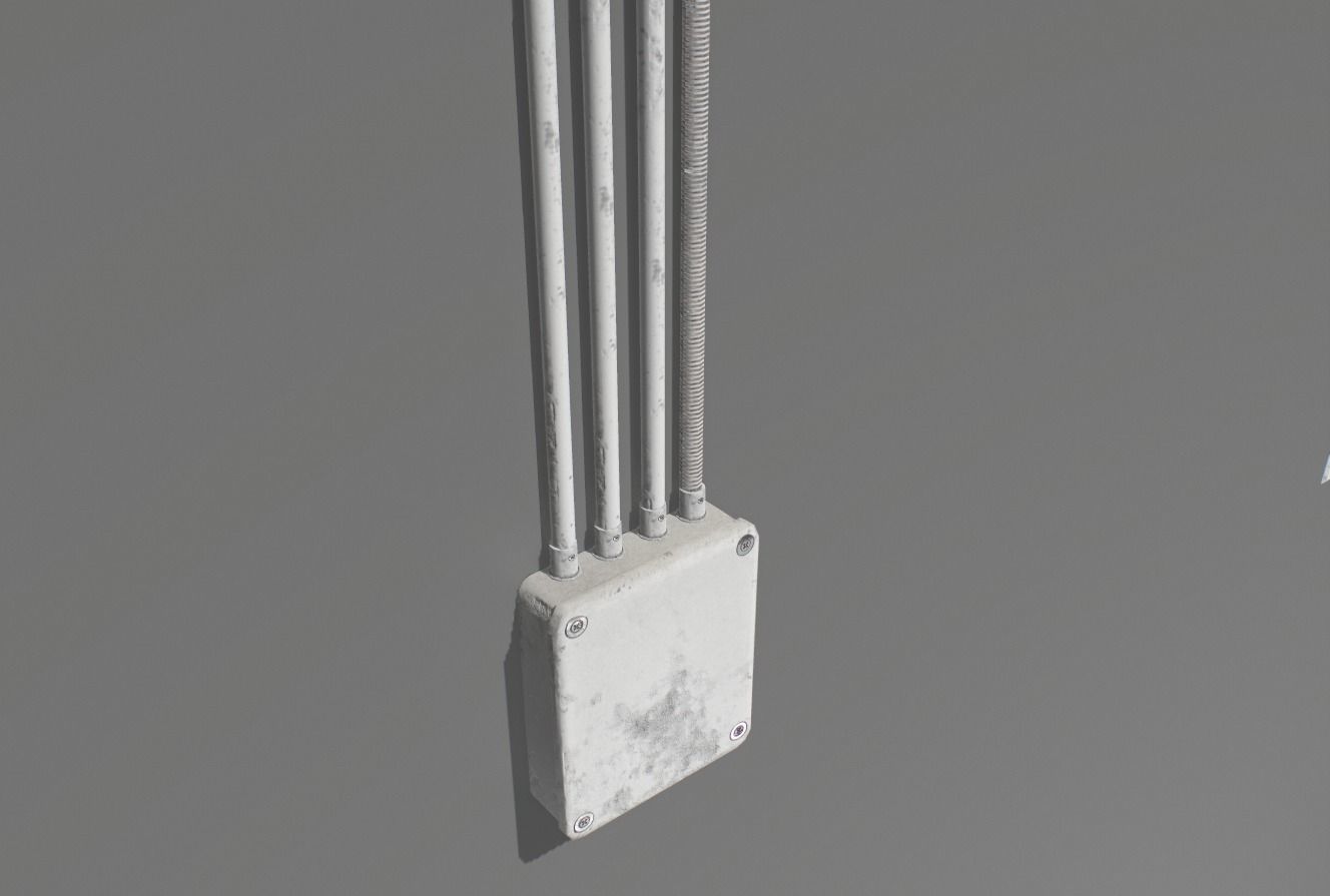 Electric wall wires set  Low-poly 3D model_13