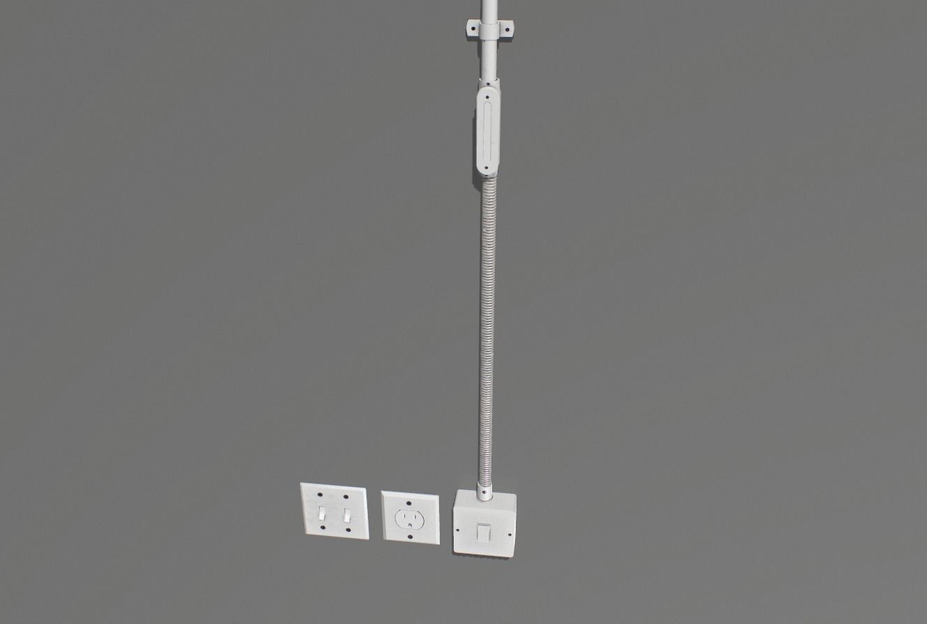 Electric wall wires set  Low-poly 3D model_5