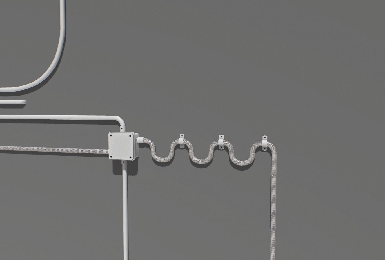 Electric wall wires set  Low-poly 3D model_3