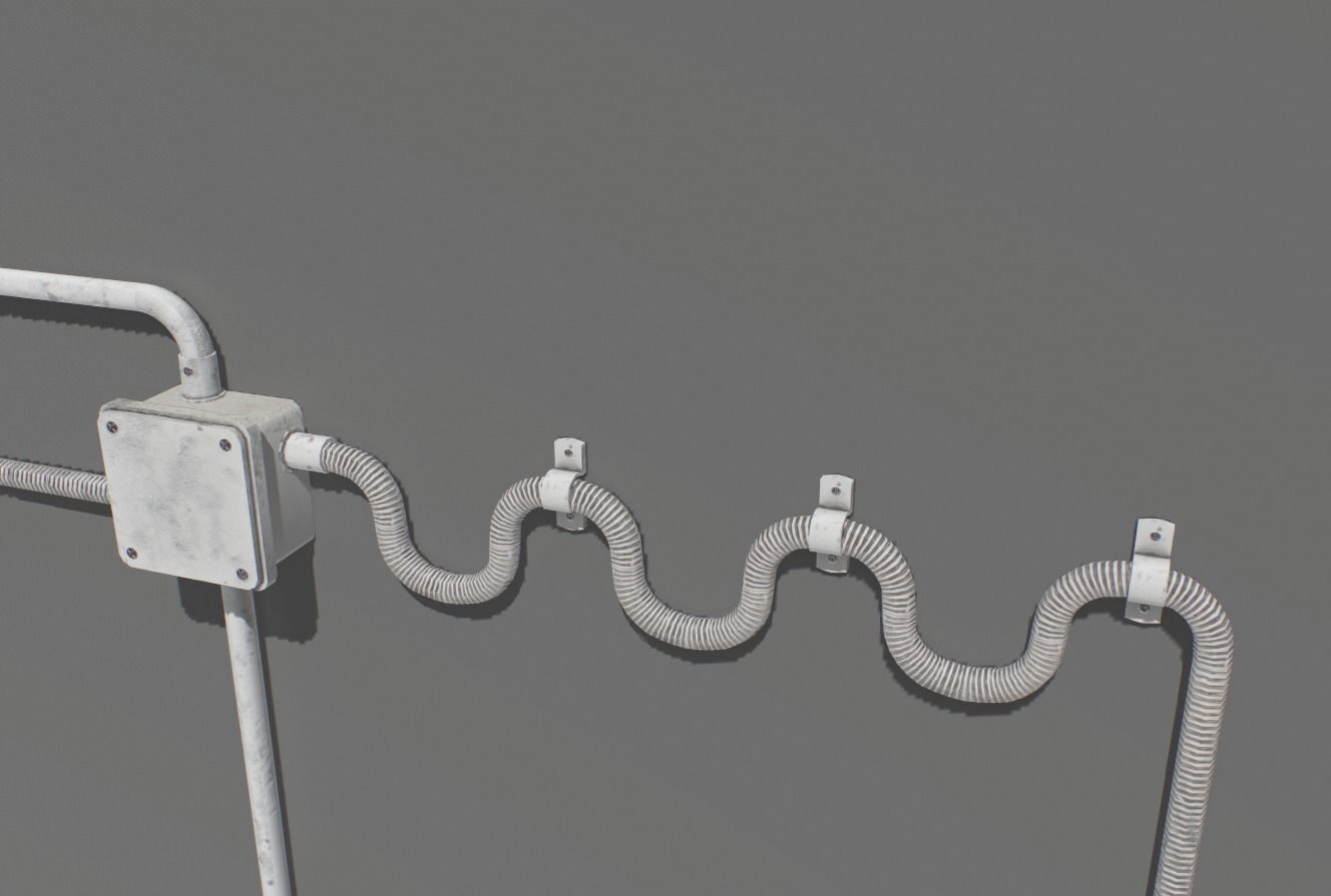 Electric wall wires set  Low-poly 3D model_11