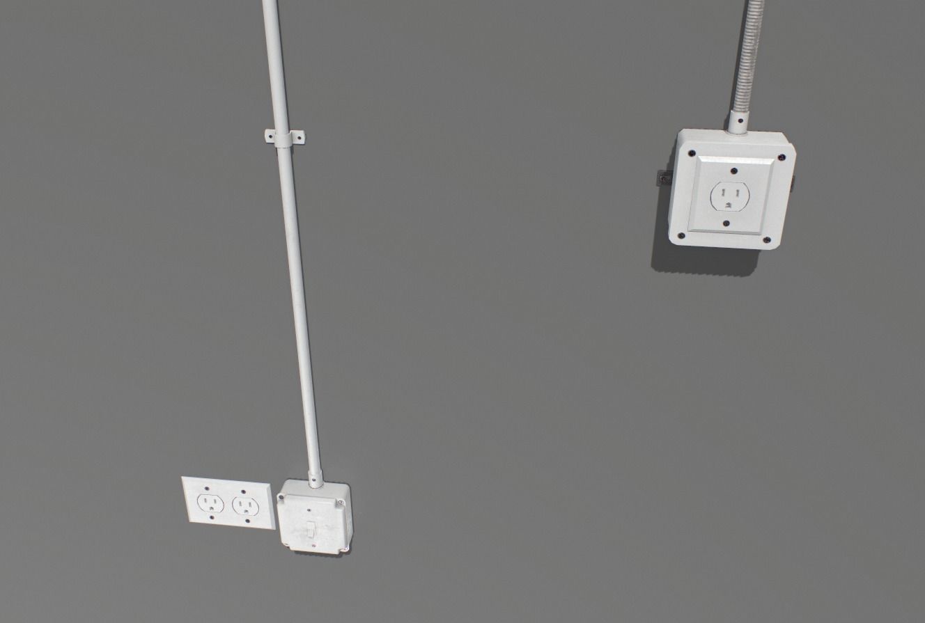 Electric wall wires set  Low-poly 3D model_8