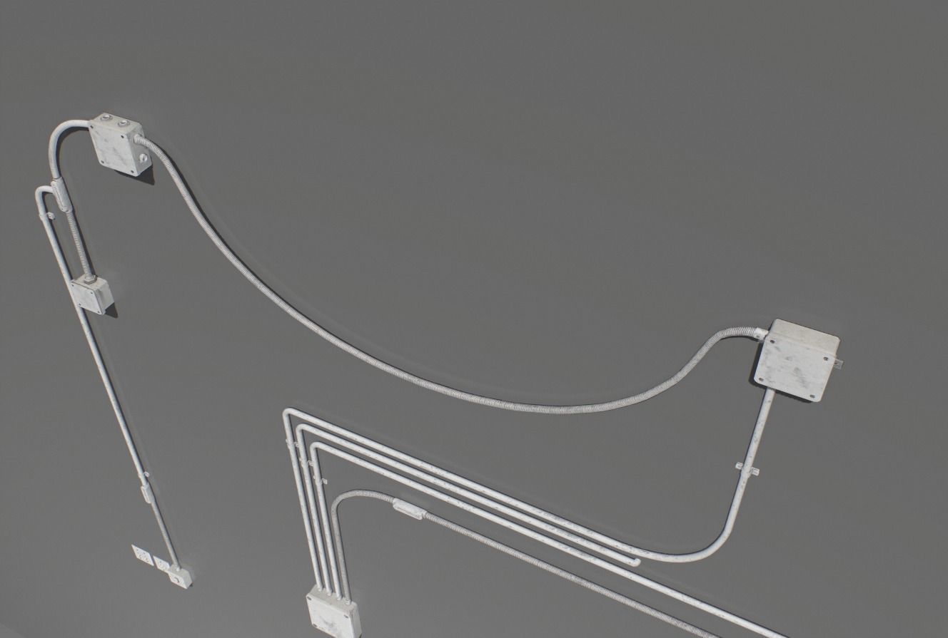 Electric wall wires set  Low-poly 3D model_16