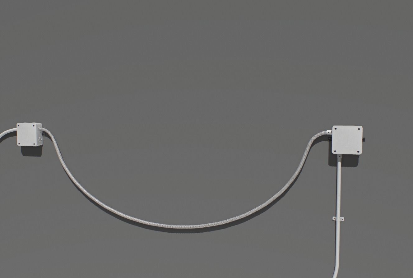 Electric wall wires set  Low-poly 3D model_4