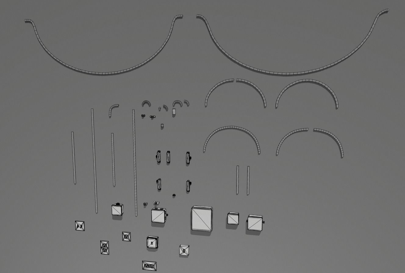 Electric wall wires set  Low-poly 3D model_17