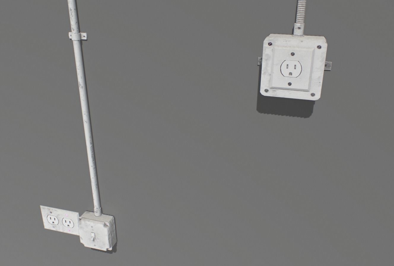 Electric wall wires set  Low-poly 3D model_12