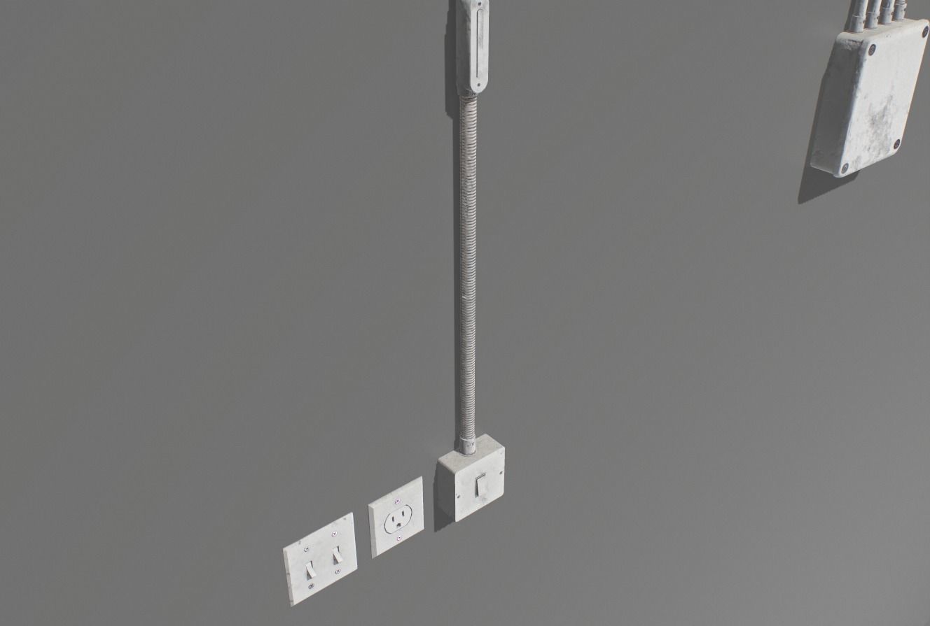 Electric wall wires set  Low-poly 3D model_14