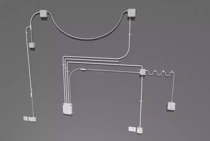 Electric wall wires set  Low-poly 3D model