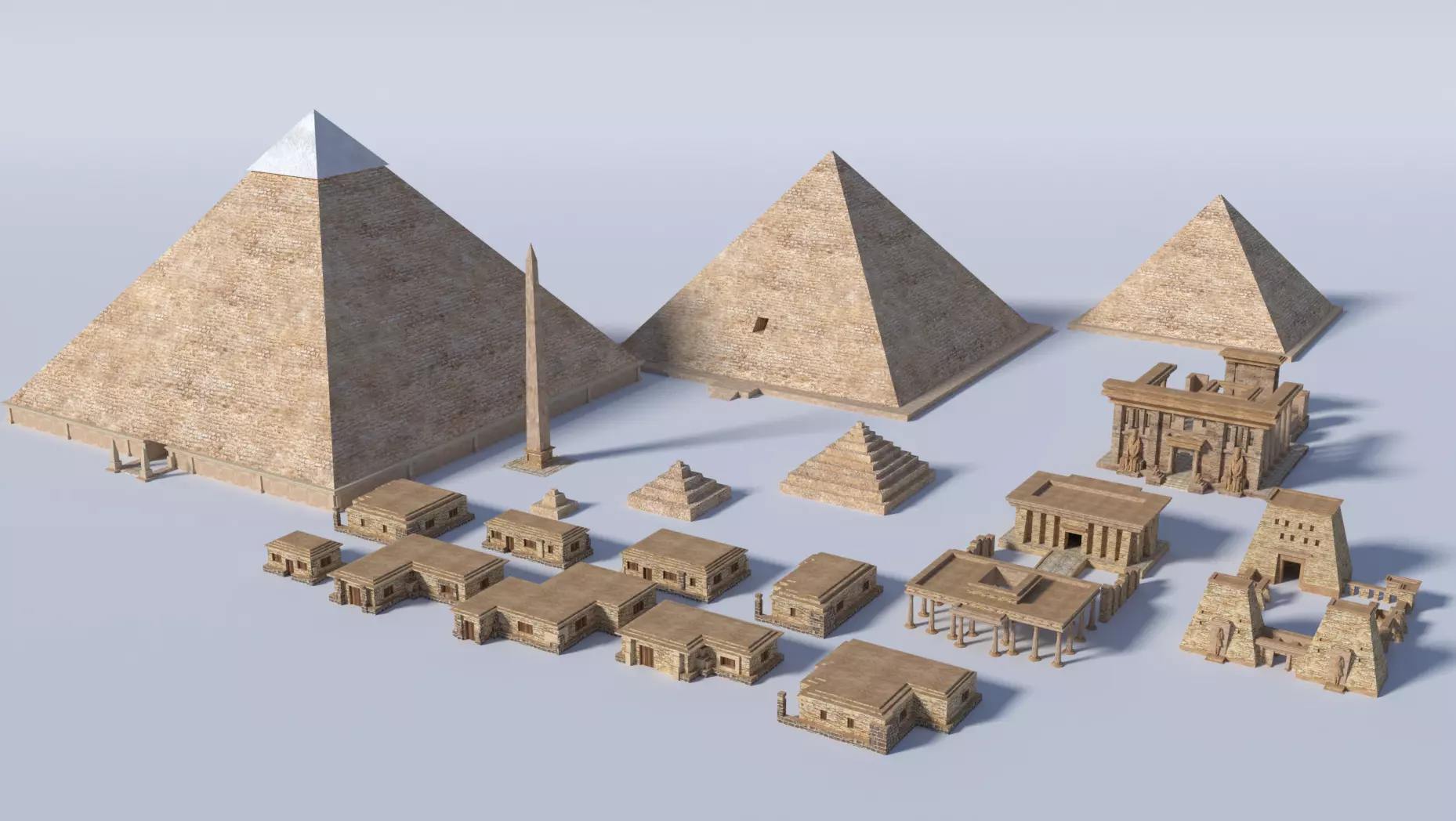 ancient egyptian pharaohs buildings  Low-poly 3D model_0