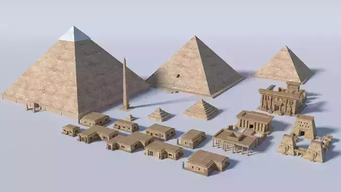 ancient egyptian pharaohs buildings  Low-poly 3D model