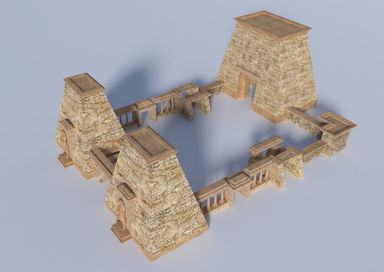ancient egyptian pharaohs buildings  Low-poly 3D model_5