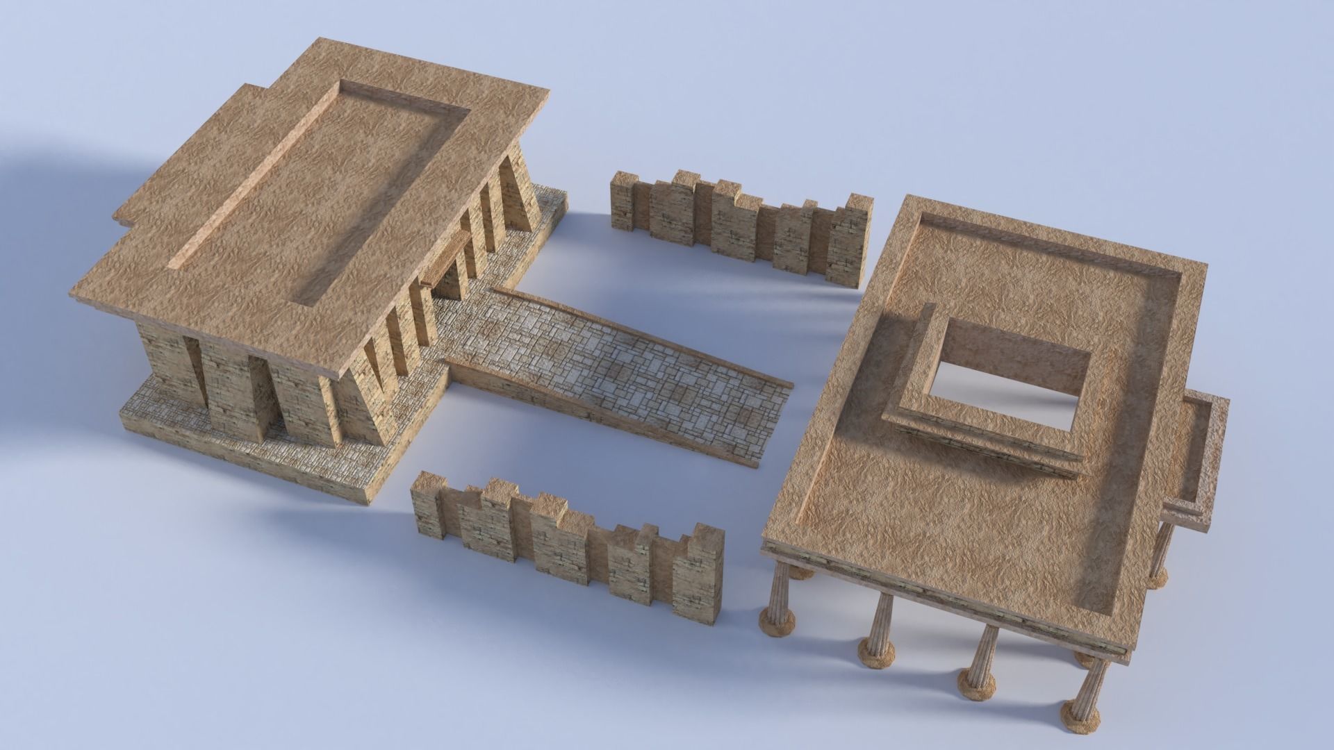 ancient egyptian pharaohs buildings  Low-poly 3D model_12