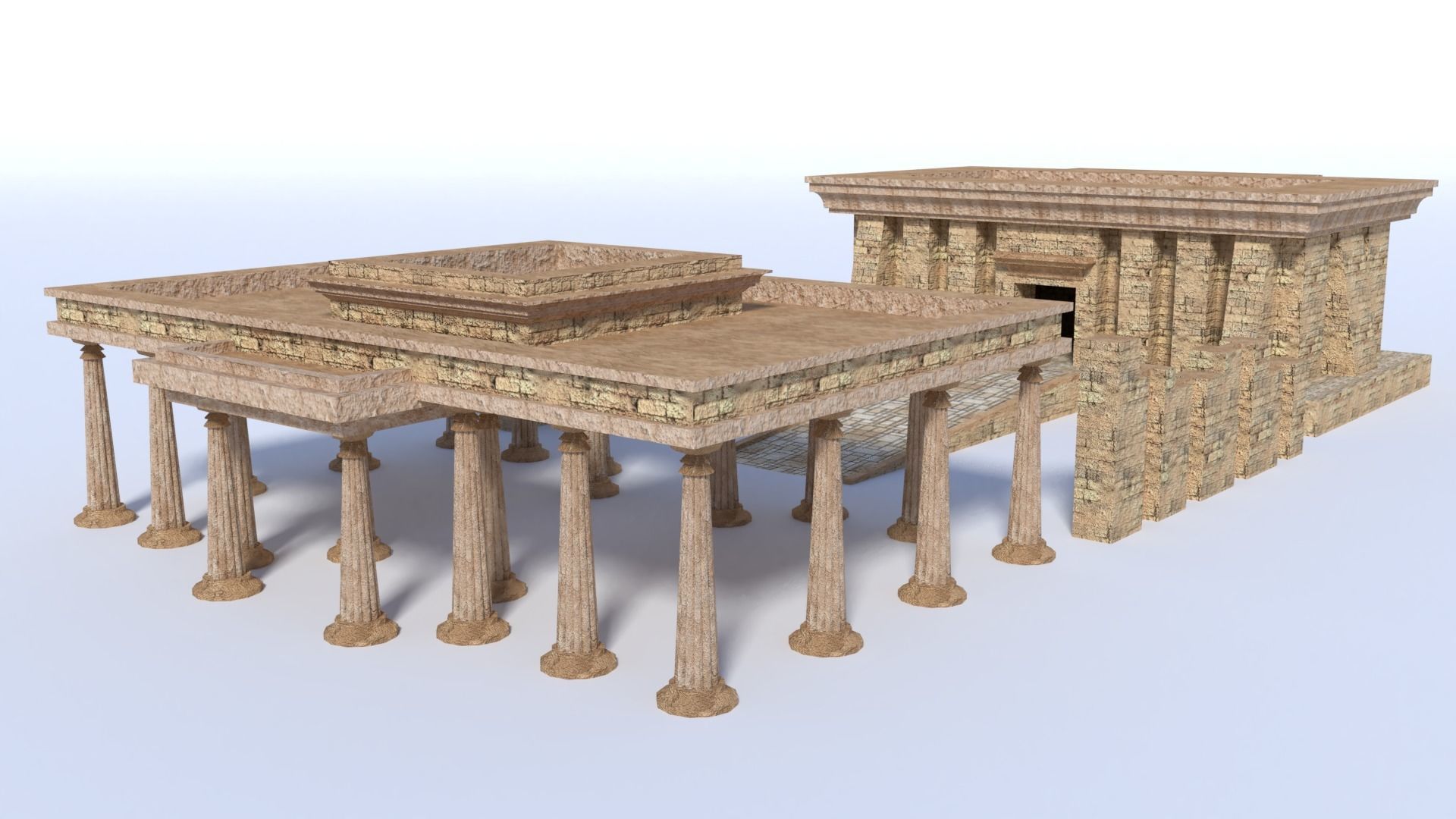 ancient egyptian pharaohs buildings  Low-poly 3D model_11